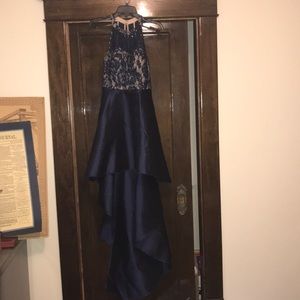 Navy blue prom dress.